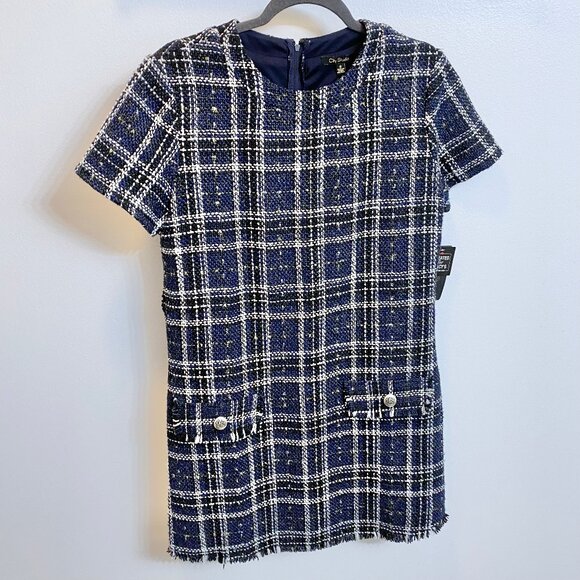 NWT tweed style dress size 9 navy black new - Picture 1 of 8